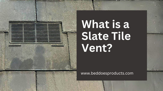 Slate tile vent manufactured by Beddoes Products installed in a slate roof in the UK.